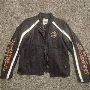 Womens Black and White HD Motorcycle Jacket Size Medium